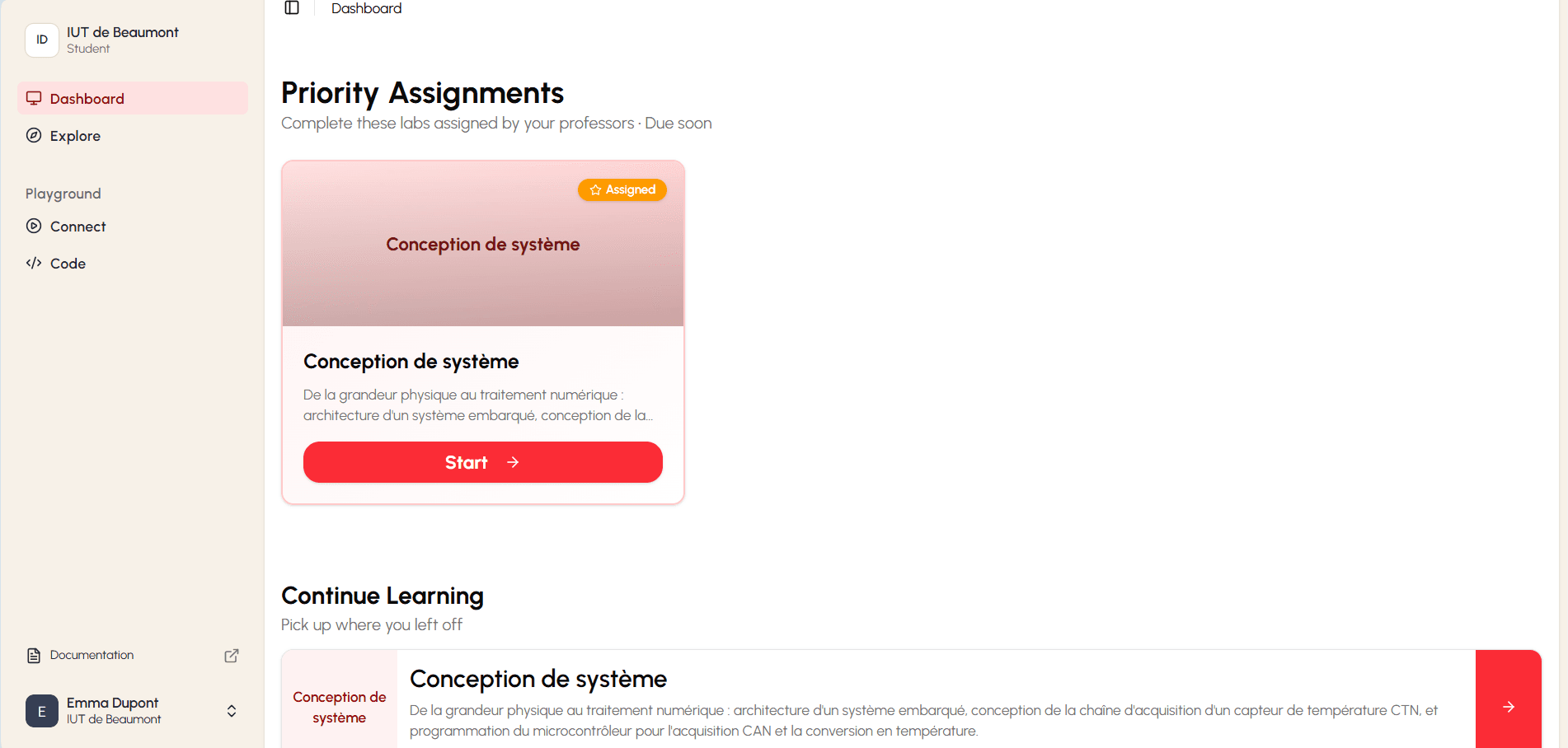 Starting from dashboard