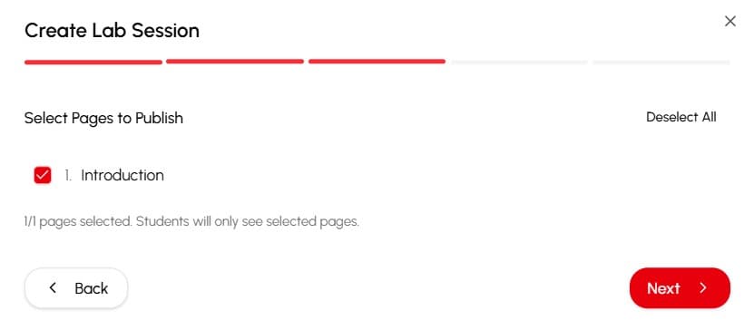 Select pages to publish