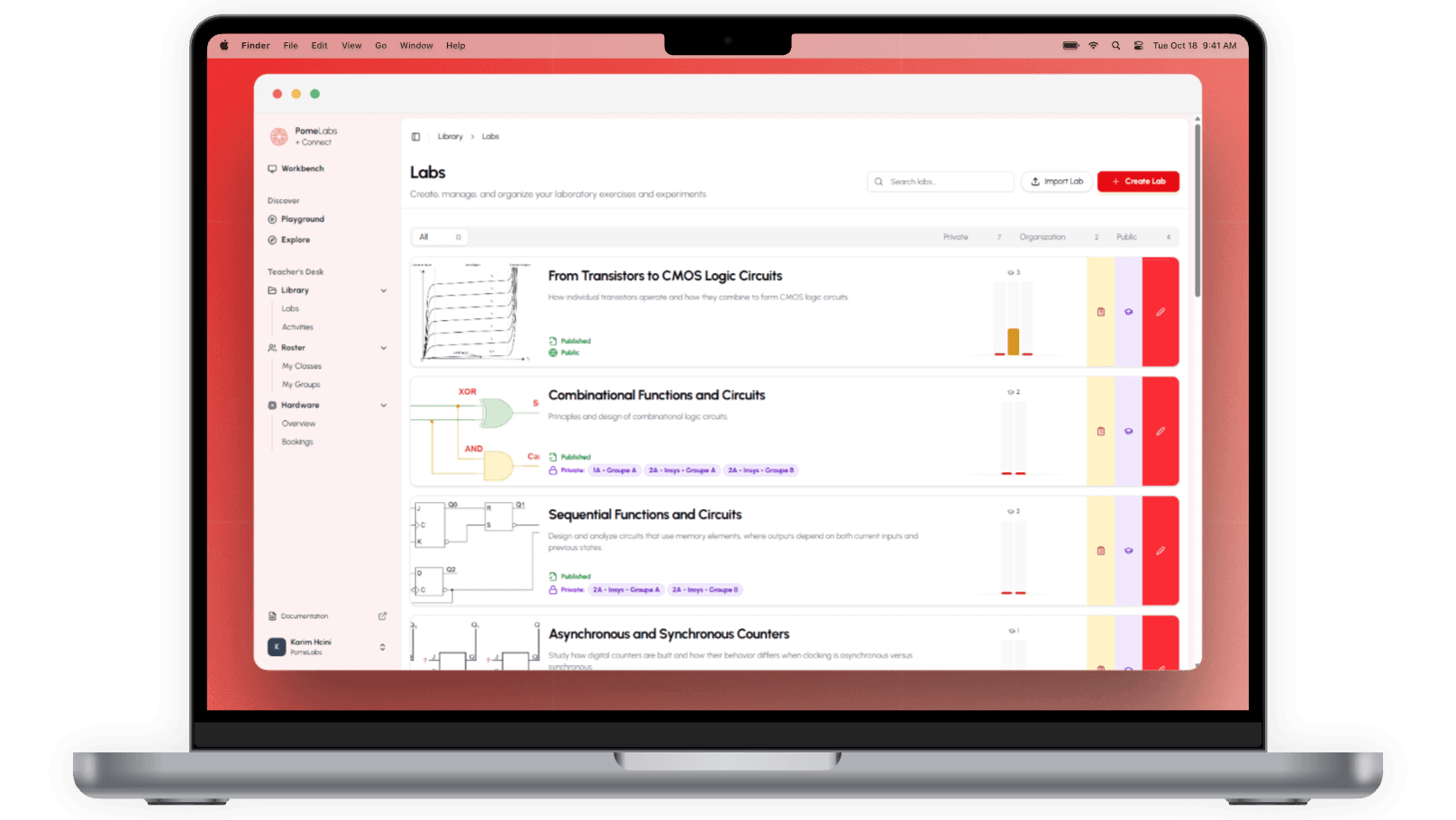 PomeLabs app — software interface