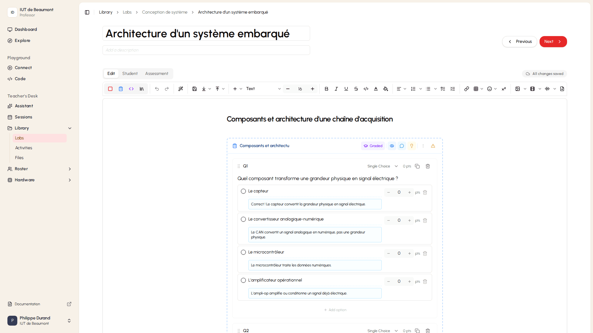 Page content editor with toolbar and rich text