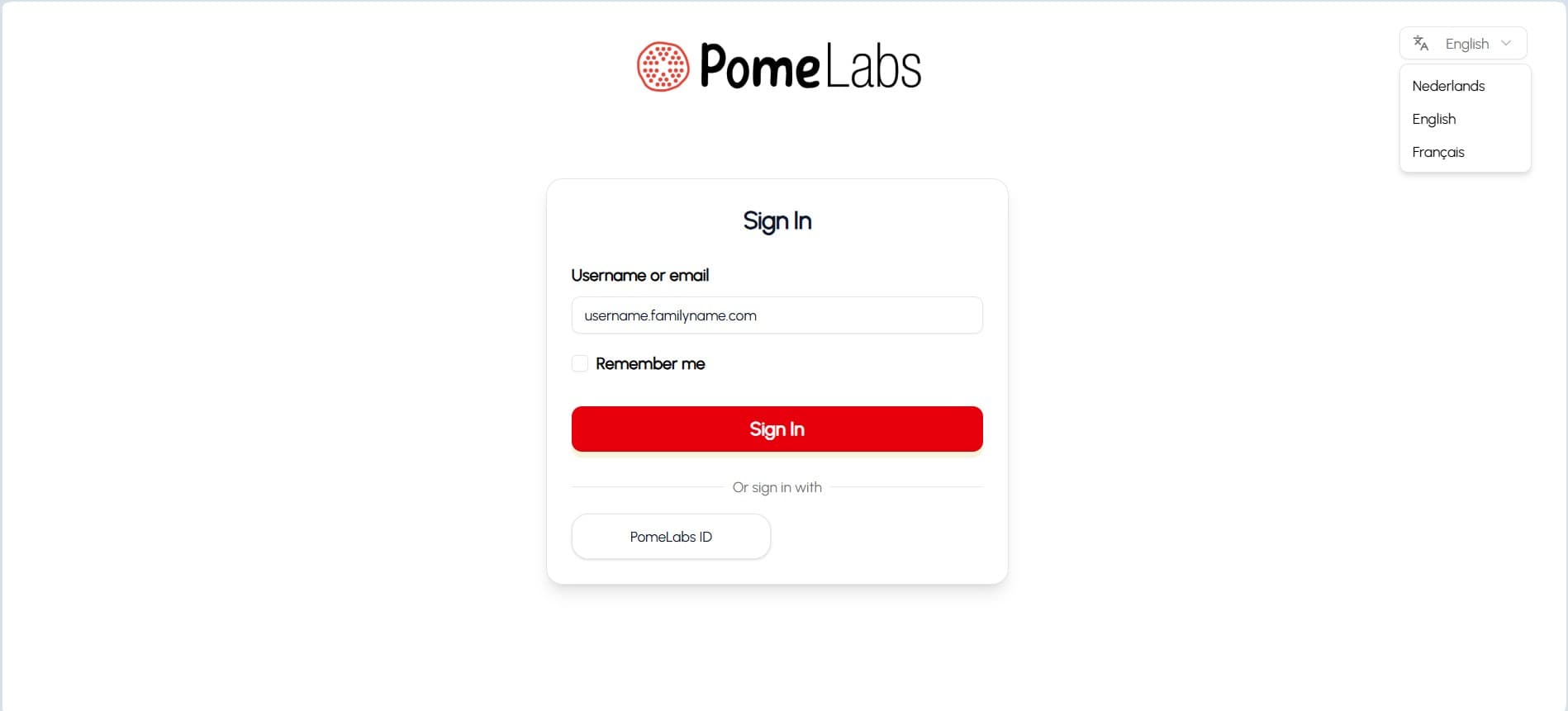 Login page