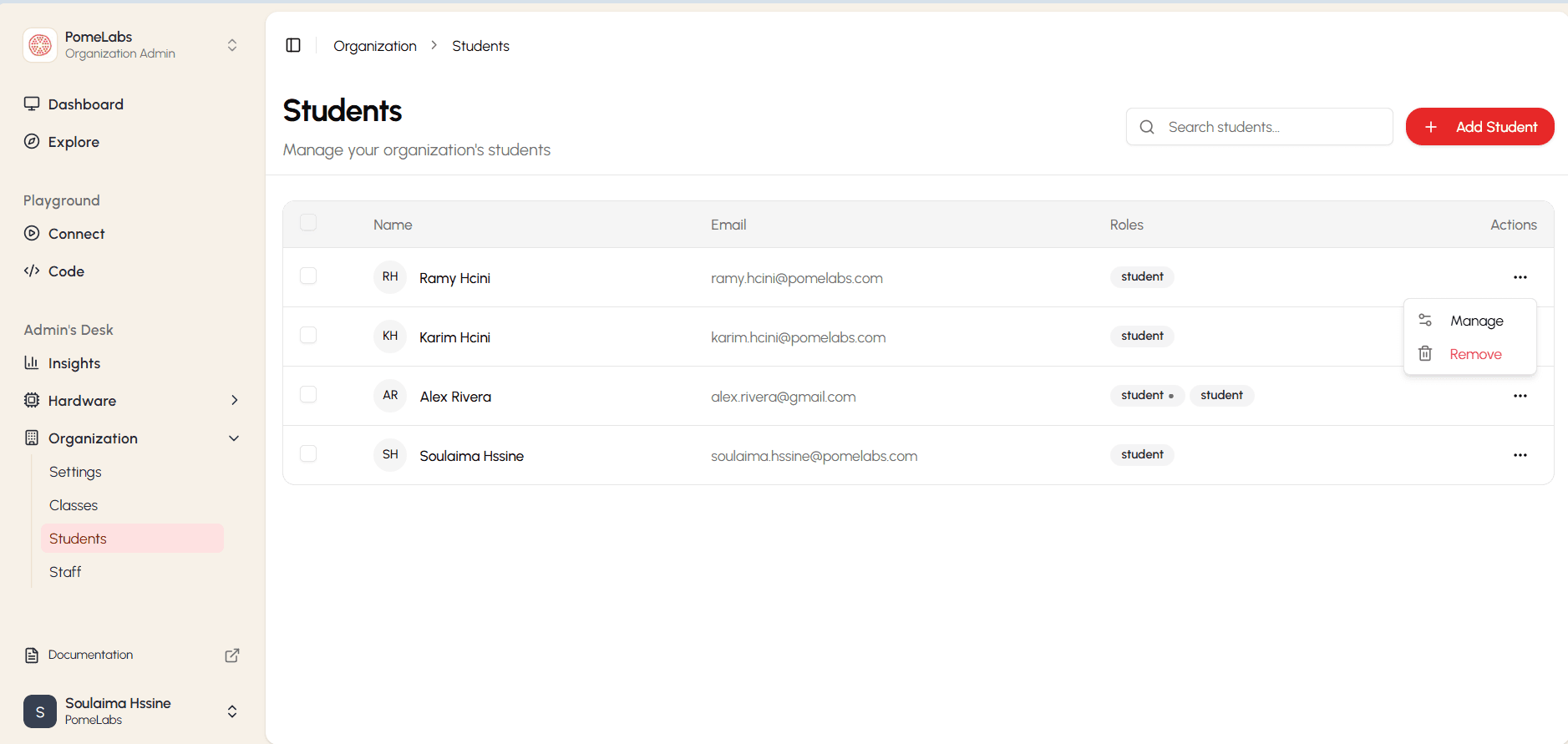 Student overview