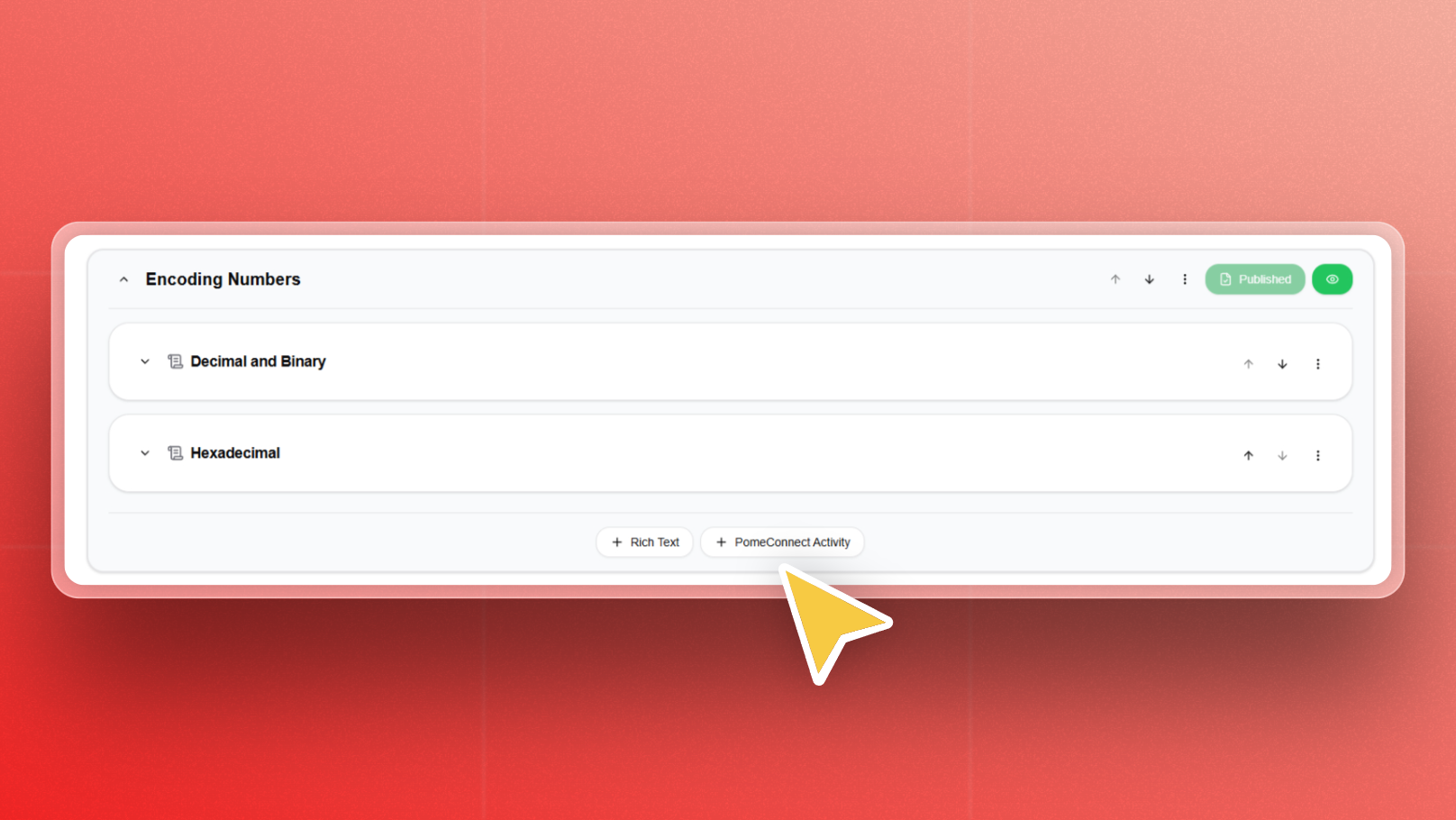 A screenshot of the PomeConnect application interface, showing the Rich Text Activity.