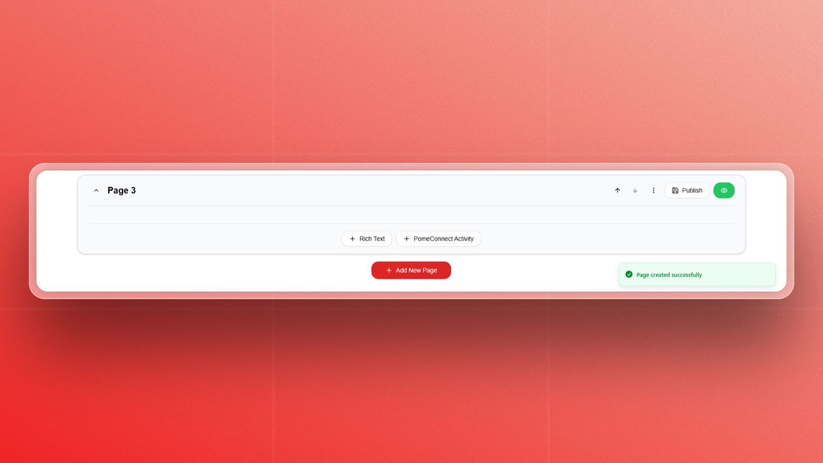 A screenshot of the PomeConnect application interface, showing the Added New Page.