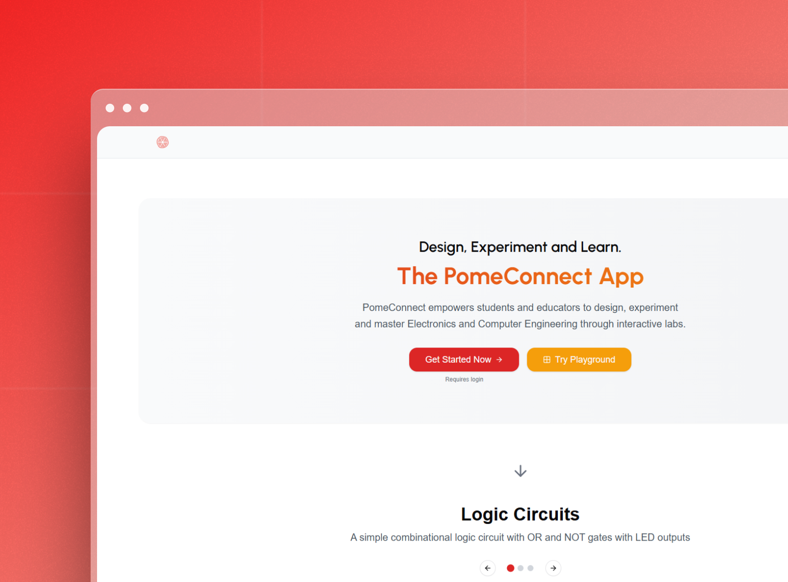A screenshot of the PomeConnect application interface, showing various UI elements.